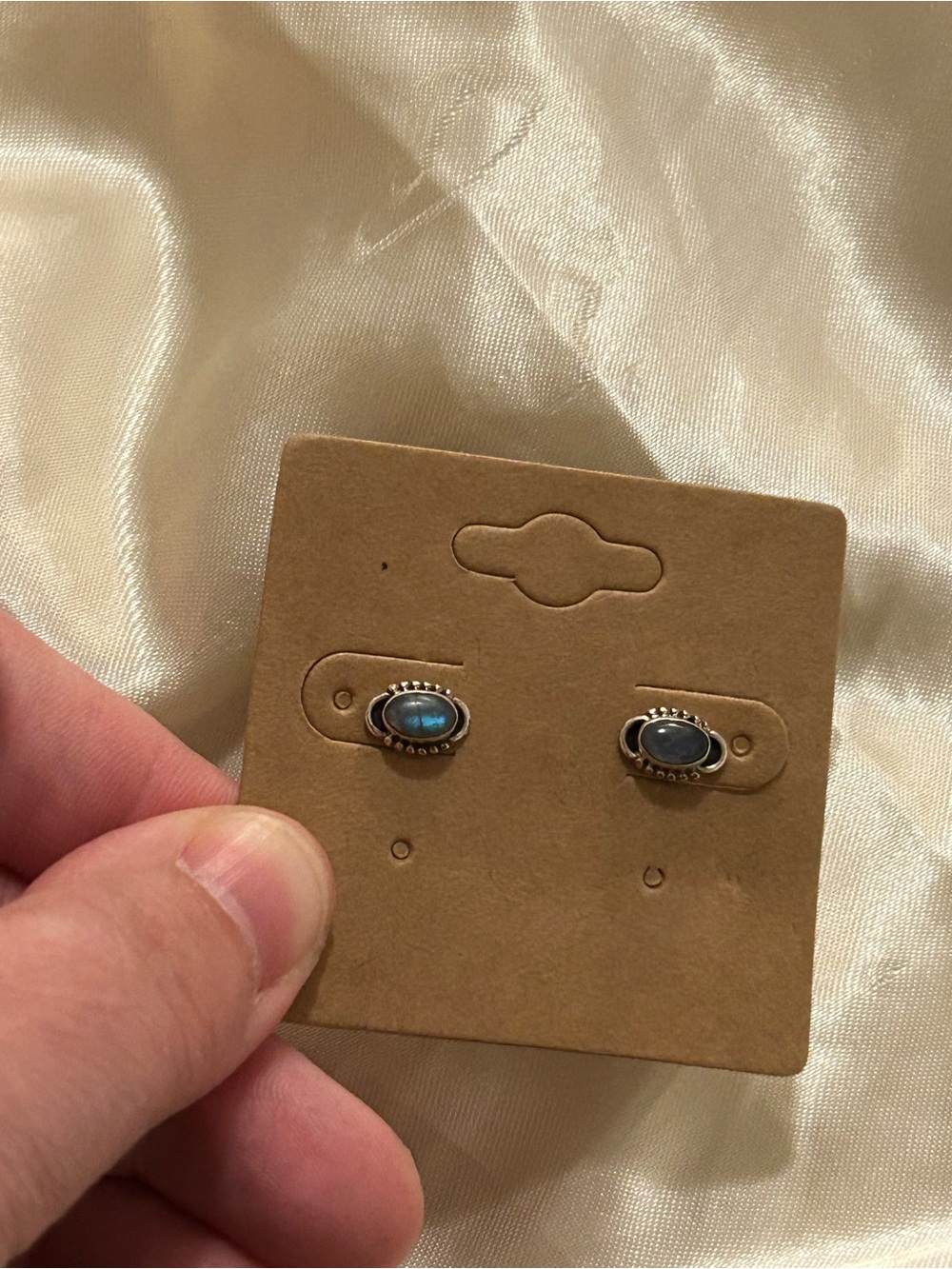 Sterling Labrodite Oval Stud Earrings - Women Jewelry